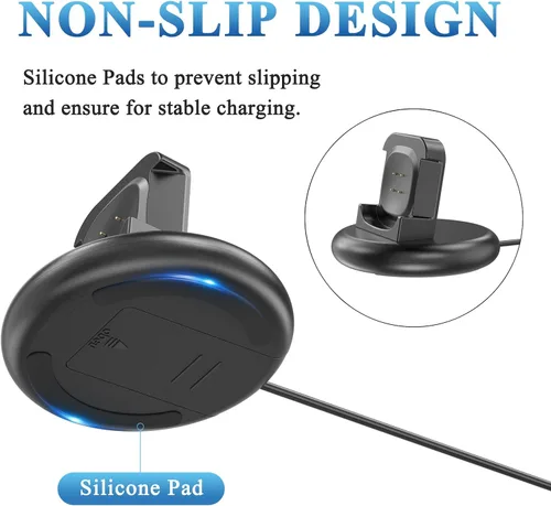 Vista 4 de Vancle Cargador para Fitbit Versa 4/3, base de carga antideslizante con cable USB de 4.4 pies para reloj inteligente Sense 2/Sense