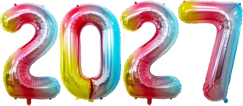 Vista 17 de GOER Globos de papel de aluminio 2026 para fiesta de Año Nuevo, suministros de fiesta, decoraciones de graduación (negro, 16 pulgadas)
