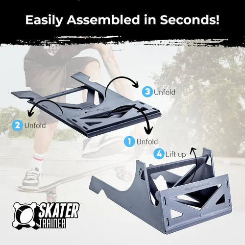 Vista 2 de Soporte para patineta Origami - Un soporte para patinaje por Skater Trainers - Almacena y exhibe - Mantén las tablas fuera de la pared - Una gran