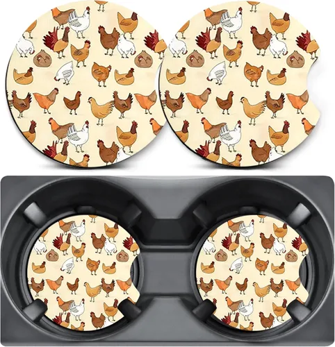 Vista 23 de Paquete de 2 posavasos para automóvil para portavasos, posavasos para portavasos de automóvil Trio Cats, tapete de goma antideslizante
