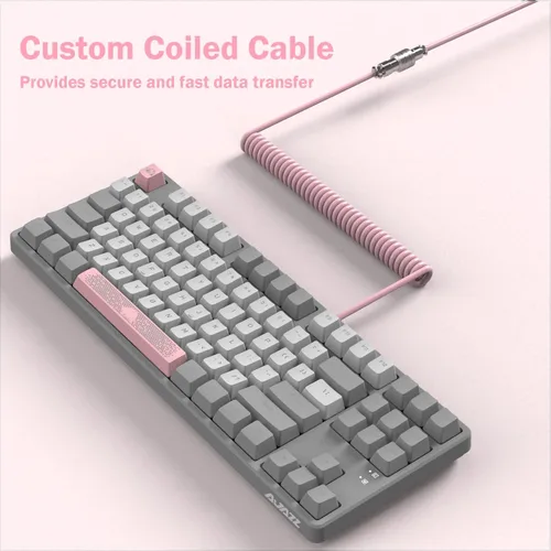 Vista 6 de A.JAZZ AK873 Teclado mecánico TKL para juegos con cable de 87 teclas con retroiluminación arco iris, interruptor marrón táctil, junta NKRO