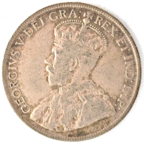 Vista 2 de 1911-1919 Moneda de Plata Canadiense de 50 Cent Terranova I emitida bajo el rey Jorge V I Monetizado por el gobierno canadiense