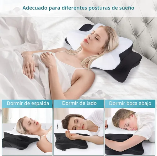 Vista 3 de DONAMA - Almohada cervical ortopédica para alivio de dolor del cuello, espuma viscoelástica contorneada, soporte ergonómico para dormir de lado