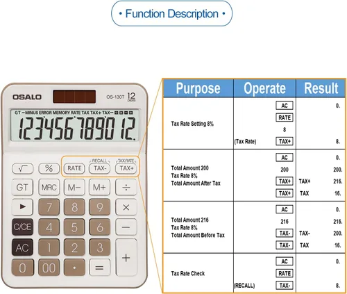 Vista 9 de Calculadora de escritorio de bolsillo de tamaño pequeño y bolsa de archivos impermeable de doble bolsillo grande con asa