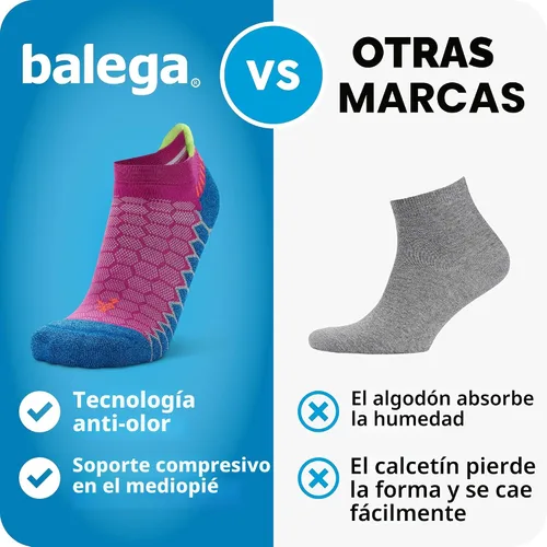 Vista 7 de Balega Calcetines Deportivos Silver Compression Fit Performance No Show para Correr para Hombres y Mujeres (1 Par)