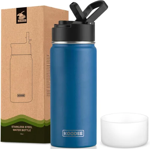 Vista 25 de koodee Botella de agua para niños, botella de agua de acero inoxidable de 12 onzas con aislamiento al vacío para la escuela, botella de agua de boca