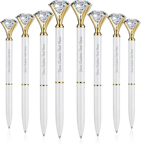 Vista 15 de Personalizado 20 Piezas Big Diamond Pen Rhinestones Crystal Metal Bolígrafo Promocional Tinta Negra