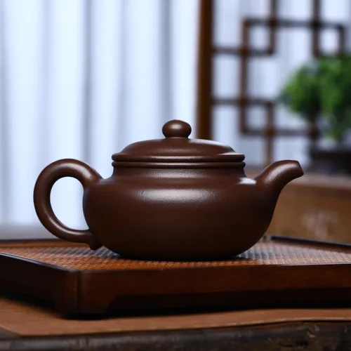 Vista 2 de Fine Zisha Teapot Series, china genuina hecha a mano Yixing Purple Clay Tea Pot de 12.8 onzas, infundir té Kungfu Brew (Fanggu)