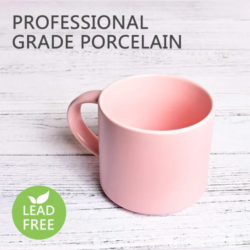 Vista 3 de Bosmarlin Taza de café de cerámica mate para oficina y hogar, 13 onzas, apta para lavavajillas y microondas (rosa, 1)