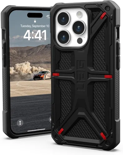 Vista 10 de URBAN ARMOR GEAR UAG Funda [versión actualizada] compatible con iPhone 15 Pro de 6.1 pulgadas, fibra de carbono Monarca, resistente, resistente