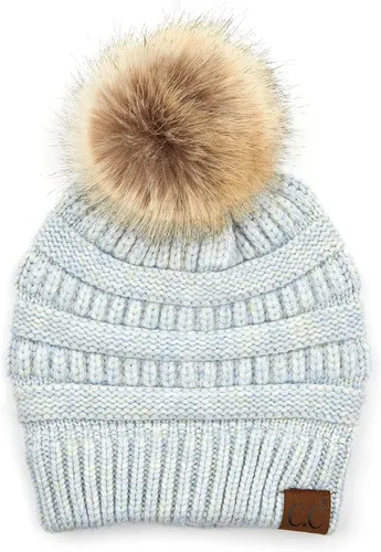 Vista 19 de Gorro unisex liso con pompón y ribete (HAT-43) de C.C Hatsandscarf Exclusives Marfil