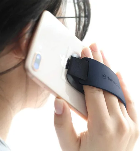 Vista 3 de Sinjimoru - Agarre para teléfono con banda de silicona – Cómodo soporte de una mano y soporte con patas para smartphones, tablets y eReaders