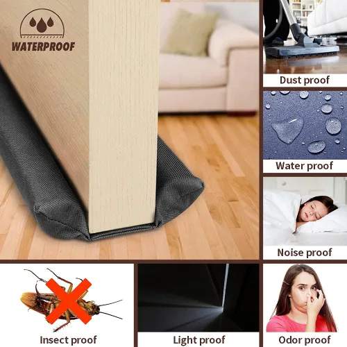 Vista 6 de Topes dobles para puertas impermeables, tamaño ajustable de 30" a 36", protectores de corrientes de aire, bloqueador de ruido, bloqueador de brisas