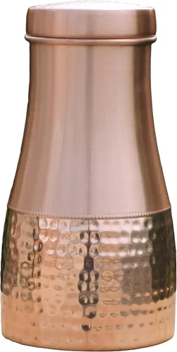 Vista 13 de Jarra de noche de cobre puro para beneficios de salud ayurveda, capacidad - 1 litro (33.81 onzas líquidas de EE. UU.) (patrón floral)