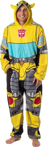 Vista 9 de INTIMO Transformers - Traje de pijama retro de una pieza para hombre, diseño de Bumblebee Optimus Prime