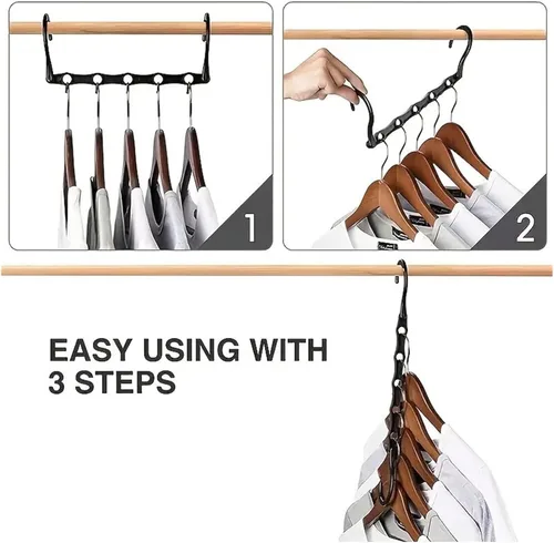Vista 4 de REPYL 10 perchas mágicas para ahorrar espacio, soporte de plástico resistente, organizador de ropa pesada para dormitorios, apartamentos, armarios
