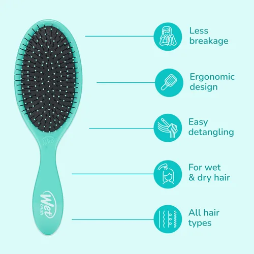 Vista 3 de Wet Brush Cepillo desenredante original, exclusivo de Amazon Aqua, cerdas IntelliFlex ultrasuaves, cepillo desenredante que se desliza a través