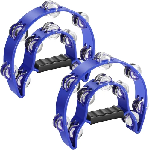 Vista 15 de Flexzion Pandereta Half Moon para adultos con jingles de doble fila, color Verde