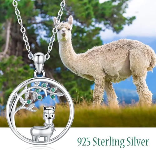 Vista 3 de JUSTKIDSTOY Collar con colgante de árbol de la vida, diseño de mariquitaunicorniolama, plata de ley 925, joyería de animales lindos regalos