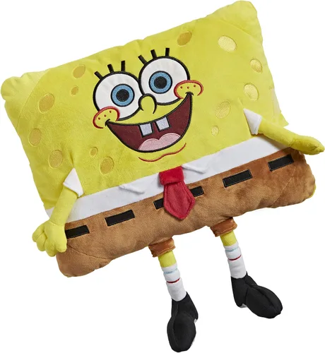Vista 2 de Pillow Pets Nickelodeon Bob Esponja Pantalones cuadrados, 16 pulgadas Almohada de felpa suave, se desabrocha en una acogedora almohada por