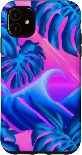 Vista 5 de iPhone 15 Hawaii Vaporwave Sunset Synthwave Hawaiian Case