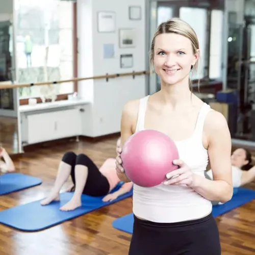 Vista 6 de Pelota de pilates, 9 pulgadas, suave, gruesa, antiestallidos y antideslizantes, mini pelota de yoga para gimnasio de fuerza, pelota de ejercicio