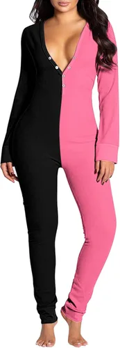 Vista 4 de Onsiese - Pijama para adultos, con botones, para dormir, largo y ajustado, para otoño e invierno