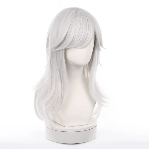 Vista 3 de Pelucas largas blancas para cosplay con explosión, peluca de fiesta de disfraces de Halloween para hombres