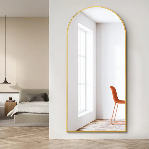 Vista 9 de Dolonm Espejo de longitud completa de 65 x 22 pulgadas, espejo de pie de diseño moderno, espejo de cuerpo completo para sala de estar, dormitorio