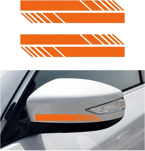 Vista 10 de Augeny 2 piezas de adhesivos para espejo retrovisor de coche, tiras de espejo retrovisor lateral de vinilo impermeables para auto, adhesivo