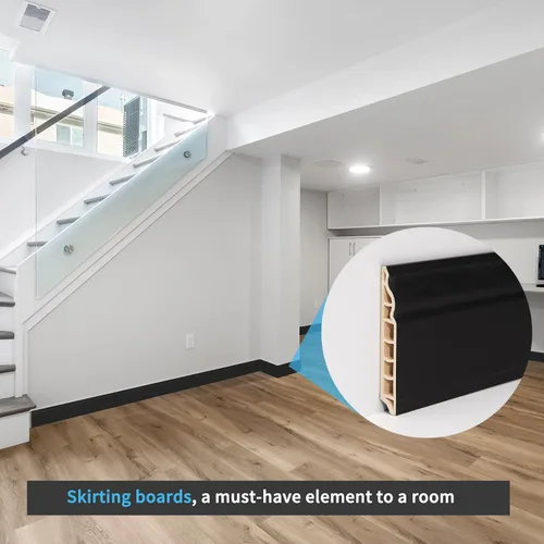 Vista 3 de Art3d Moldura para zócalo de pared, paquete de 8 unidades de 56 x 3.2 pulgadas, zócalo de poliestireno de alto impacto, instalado con pegamento