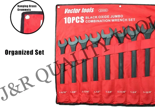 Vista 6 de VCT Juego de llaves combinadas jumbo SAE de óxido negro 1-5/16" - 2" con bolsa de transporte