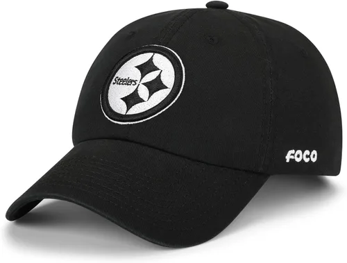 Vista 15 de FOCO NFL Gorras y Gorras Casuales para Hombres con Logotipo de Equipo de la NFL, Negro y Blanco