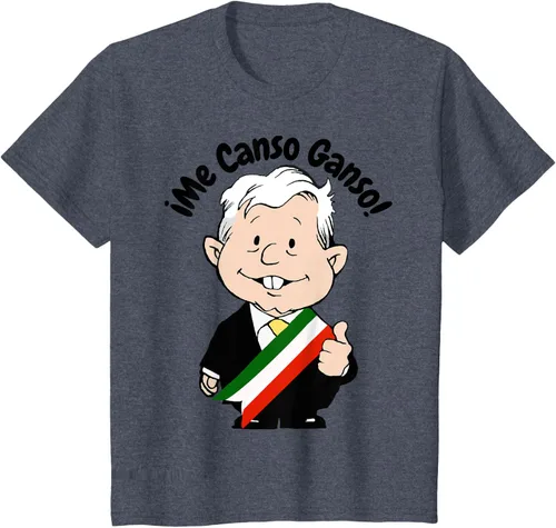 Vista 57 de AMLO Amlito Me Canso Ganso - Camiseta con diseño de dibujos animados mexicanos Gris Oscuro