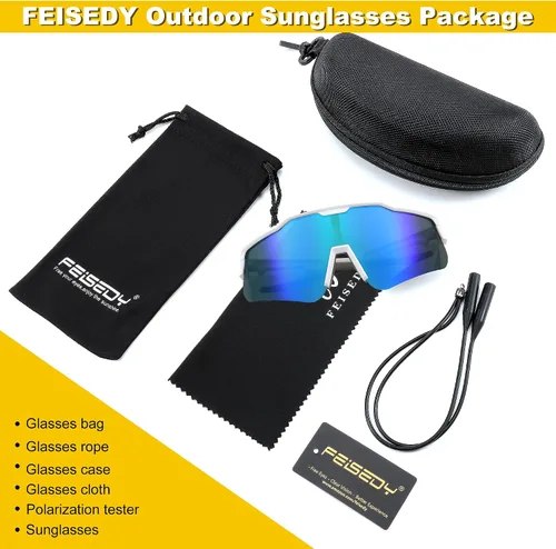 Vista 8 de FEISEDY Gafas de sol deportivas polarizadas para jóvenes, gafas de sol de ciclismo para niños, gafas de béisbol deportivas para niños y niñas de 8 a