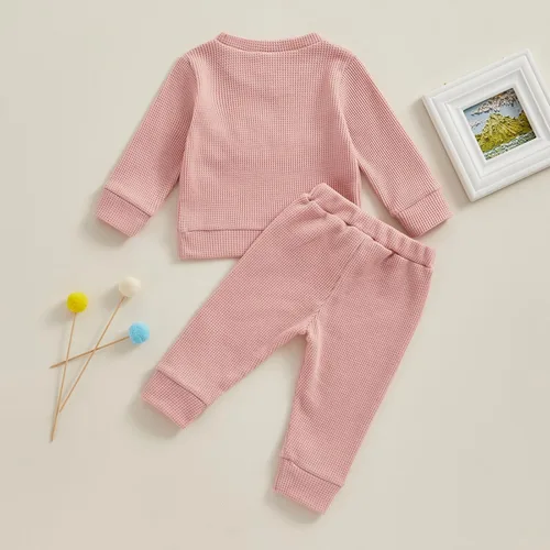 Vista 7 de LAGKIYOJ Conjunto de ropa de punto de manga larga para bebé, niña, niño, otoño e invierno