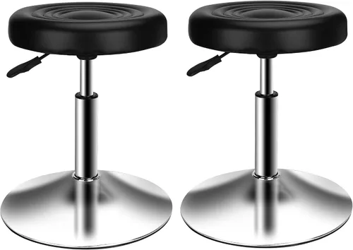Vista 8 de QiCheng & LYS - Taburete redondo de oficina, altura ajustable, taburete de 360 grados, para oficina, hogar, cocina, belleza, taburete sin ruedas