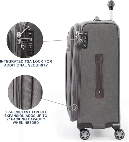 Vista 4 de Travelpro Platinum Elite-Softside - Maletas expansible con ruedas giratorias Gris Vintage 409186905