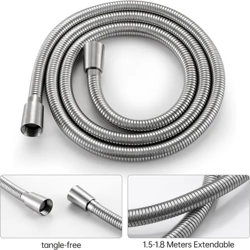 Vista 6 de KES - Cabezal de ducha de mano para baño con manguera extra larga y soporte Cepillado inoxidable