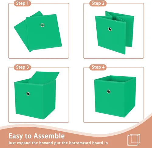 Vista 6 de Cubo de almacenamiento, cubo de tela de 11 pulgadas con asas, cestas plegables para estantes, cajones, baño, organizadores de armario
