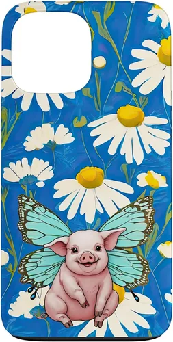 Vista 24 de Adorable Pig Piglet with Butterfly Wings Daisy Flower Sweet Case for iPhone 17