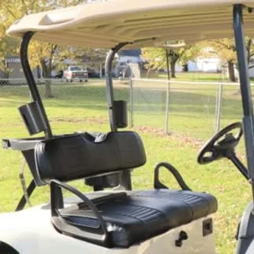 Vista 28 de Cubiertas de asiento delantero para carrito de golf EZGO Medalist, TXT 1994-2013 de Huskey, ajuste personalizado, estilo plisado negro, vinilo