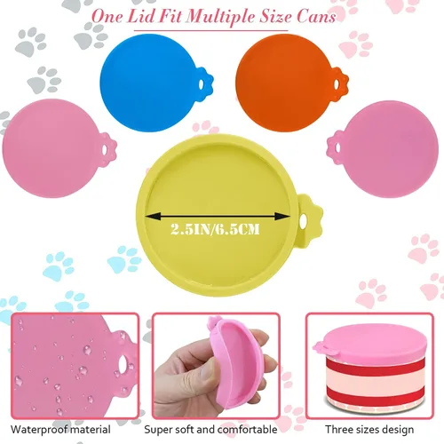 Vista 2 de 4 tapas de silicona para latas de comida para mascotas pequeñas para latas de comida para gatos de 3 oz y 2.5 oz Silicone Small Pet Food Can Lids