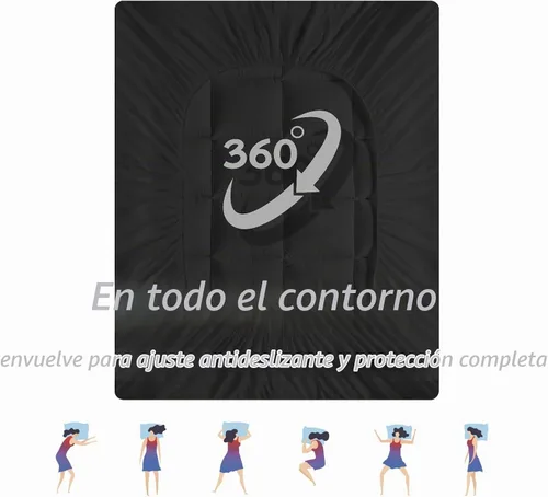 Vista 6 de Cubrecolchón de tamaño individual para dolor de espalda, funda de colchón refrescante extra gruesa con bolsillo profundo de 8-21 pulgadas Negro