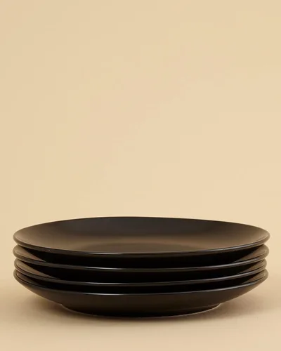 Vista 3 de Euro Ceramica Euro Essential Collection - Juego de vajilla de 16 piezas, servicio para 4, color negro mate sólido