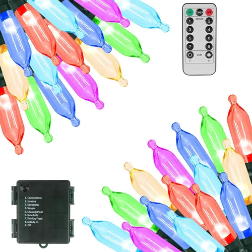 Vista 15 de Green Convenience Luces de Navidad a pilas de 33 pies 100 LED para Blanco