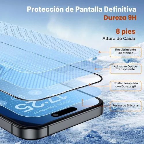 Vista 6 de UNBREAKcable Paquete de 3 protectores de pantalla para iPhone 15, vidrio templado doble a prueba de roturas [marco de instalación fácil]