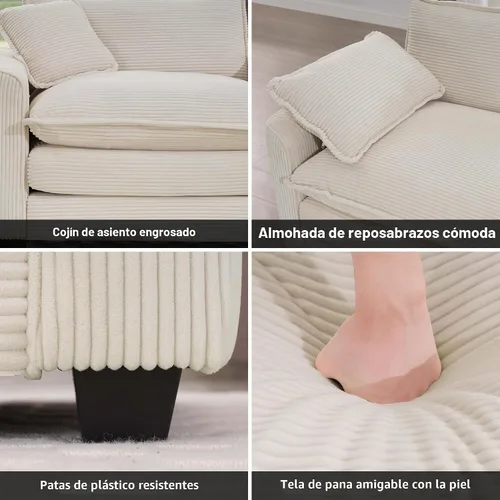 Vista 4 de mikibama Juego de sofá de lujo de 2 piezas, sofá de dos plazas y sillón, juego de sofás de pana moderna cómodos tipo nube para sala de estar