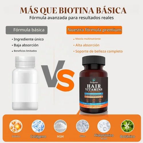 Vista 6 de Hair Vitamins with Biotin 5600 mcg, Collagen & Hyaluronic Acid