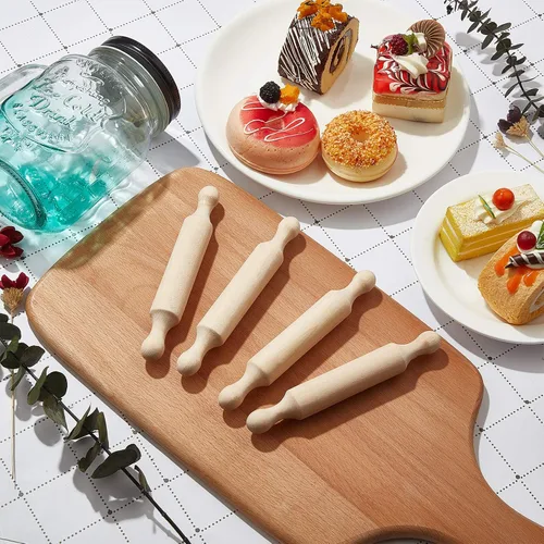 Vista 5 de Suclain 15 rodillos pequeños de madera para cocina, para hornear masa pequeña para niños, fondant, pastelería, pizza, manualidades y juego